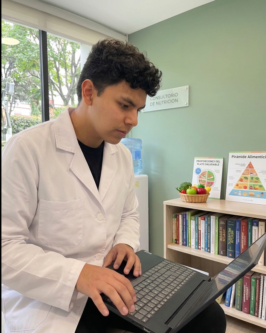 Lic. Eluard Segura durante una sesión de nutrición